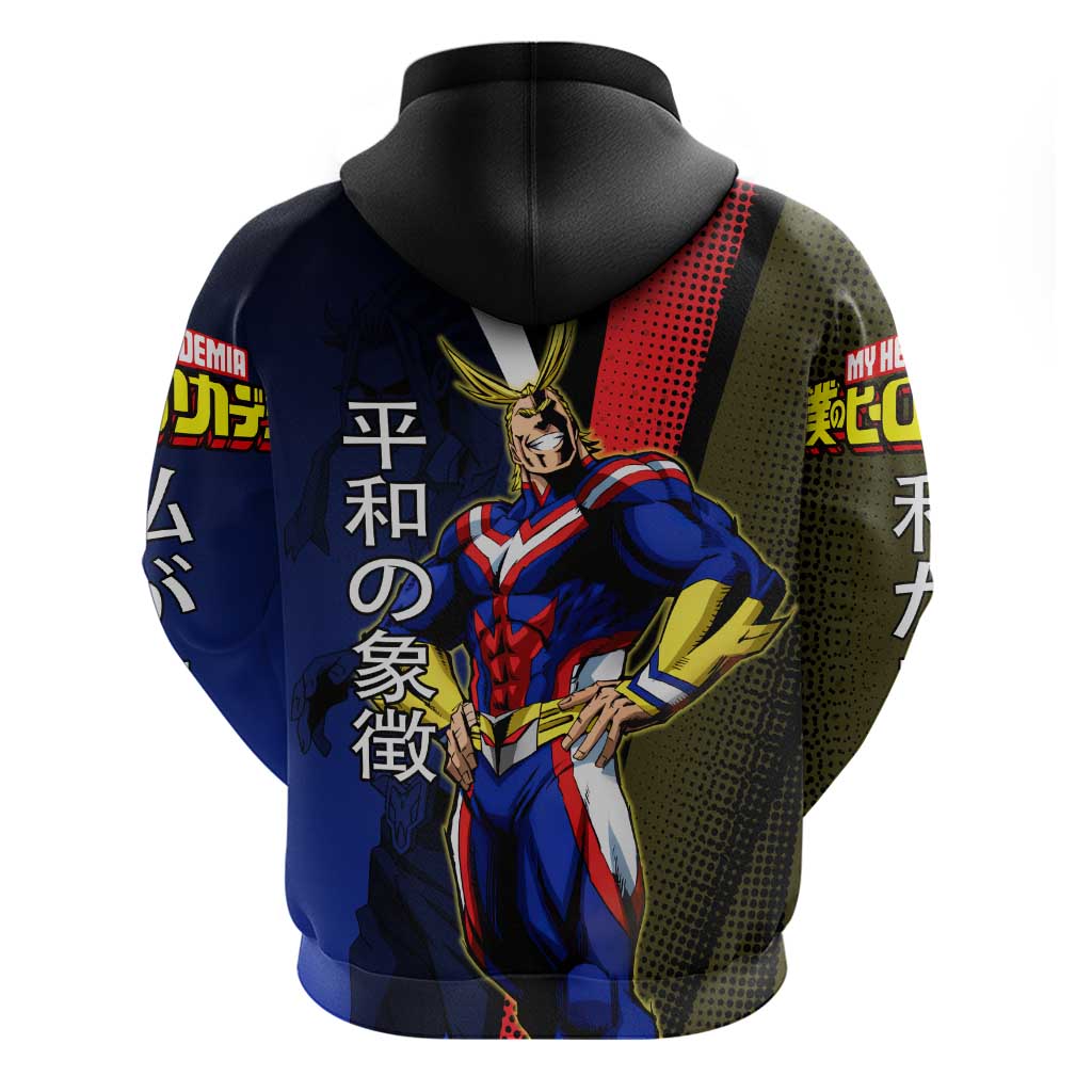 All Might Dual Form Zip Hoodie Japanese Comic Book Style