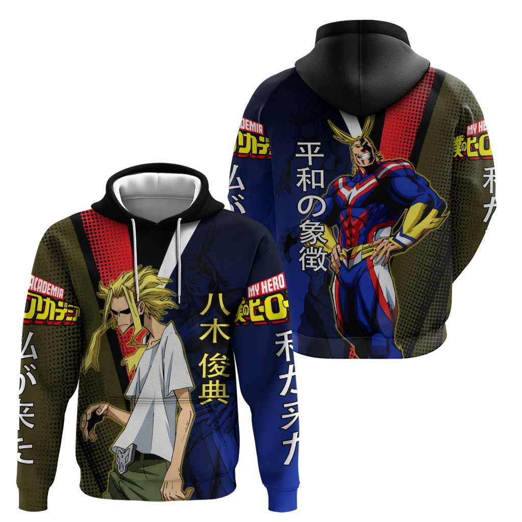 All Might Dual Form Zip Hoodie Japanese Comic Book Style