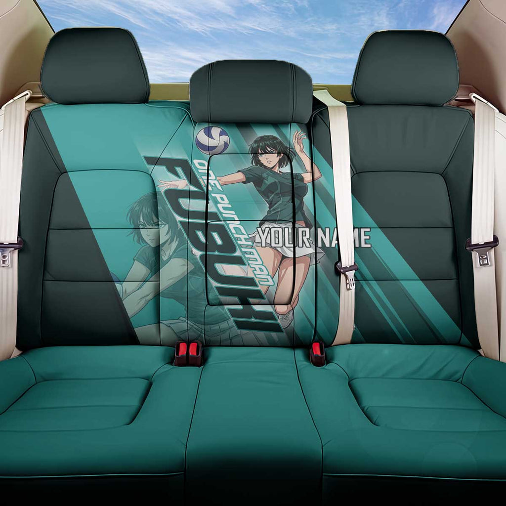 Personalized Fubuki Volleyball Design Back Car Seat Cover with Teal Athletic Theme and Dynamic Action Pose