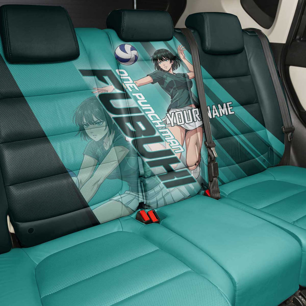 Personalized Fubuki Volleyball Design Back Car Seat Cover with Teal Athletic Theme and Dynamic Action Pose