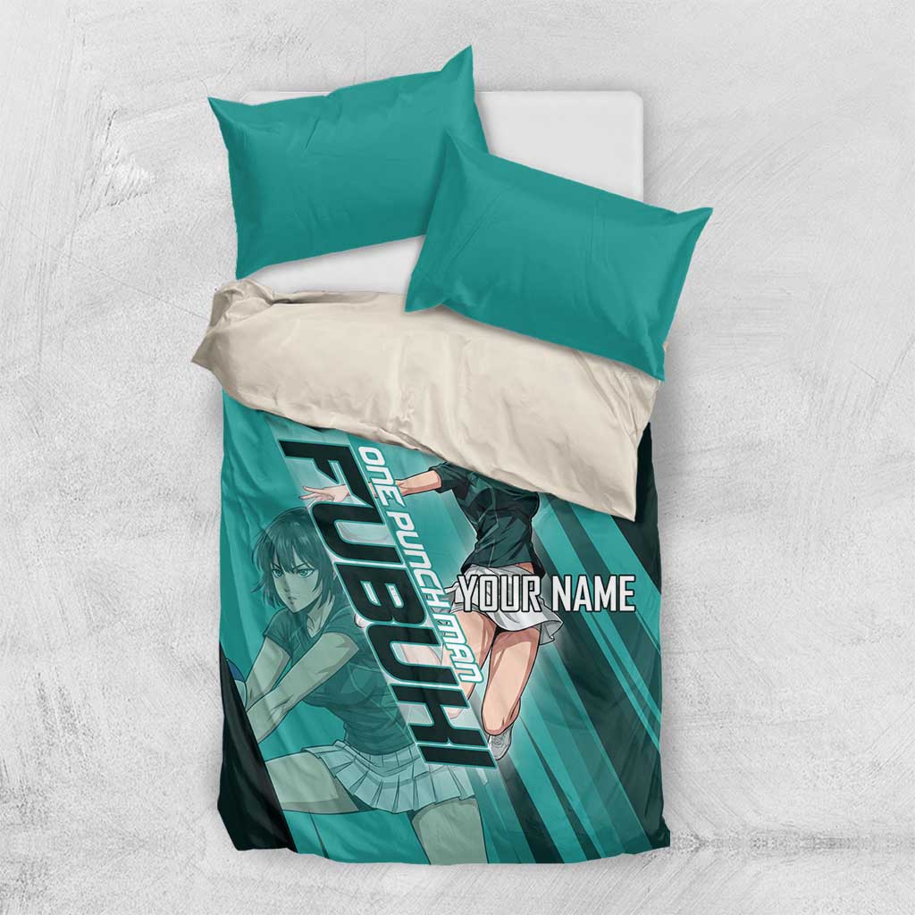Personalized Fubuki Volleyball Design Bedding Set with Teal Athletic Theme and Dynamic Action Pose