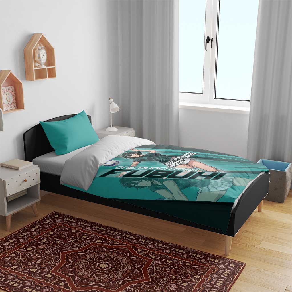 Personalized Fubuki Volleyball Design Bedding Set with Teal Athletic Theme and Dynamic Action Pose