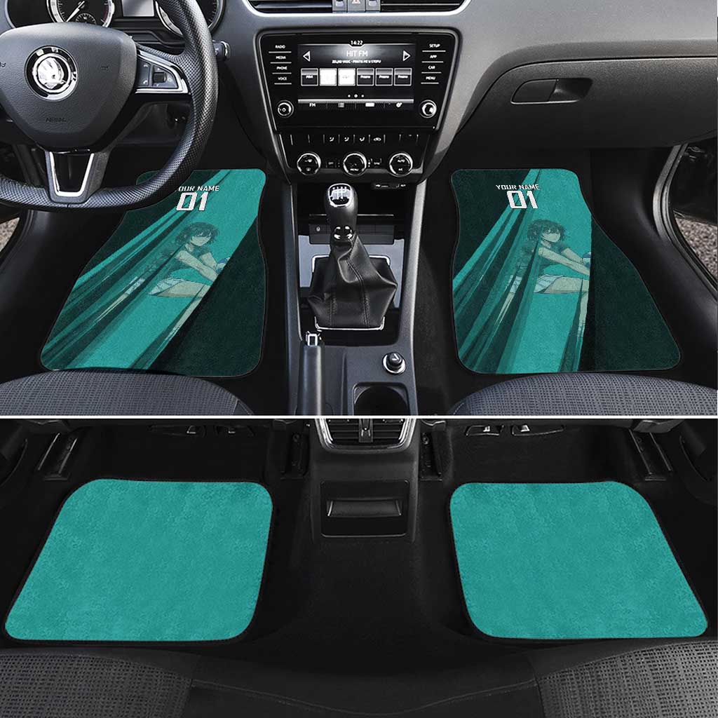 Personalized Fubuki Volleyball Design Car Mats with Teal Athletic Theme and Dynamic Action Pose