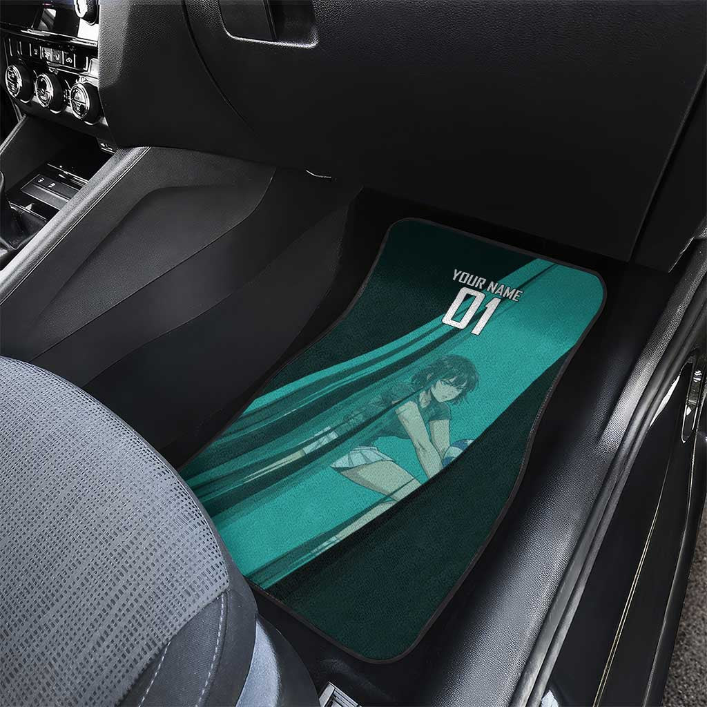 Personalized Fubuki Volleyball Design Car Mats with Teal Athletic Theme and Dynamic Action Pose
