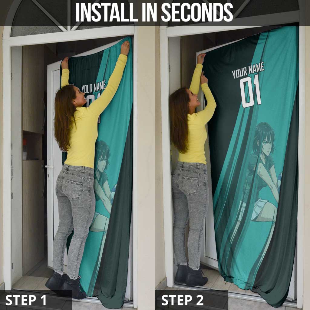 Personalized Fubuki Volleyball Design Door Cover with Teal Athletic Theme and Dynamic Action Pose