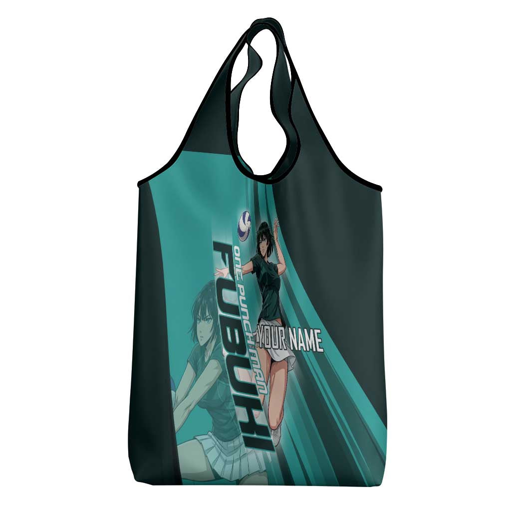 Personalized Fubuki Volleyball Design Grocery Bag with Teal Athletic Theme and Dynamic Action Pose