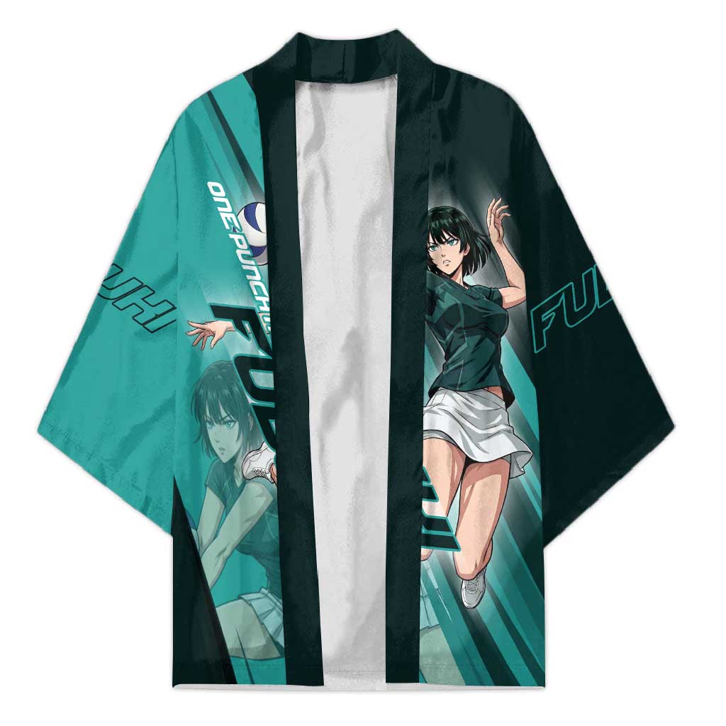 Personalized Fubuki Volleyball Design Kimono with Teal Athletic Theme and Dynamic Action Pose