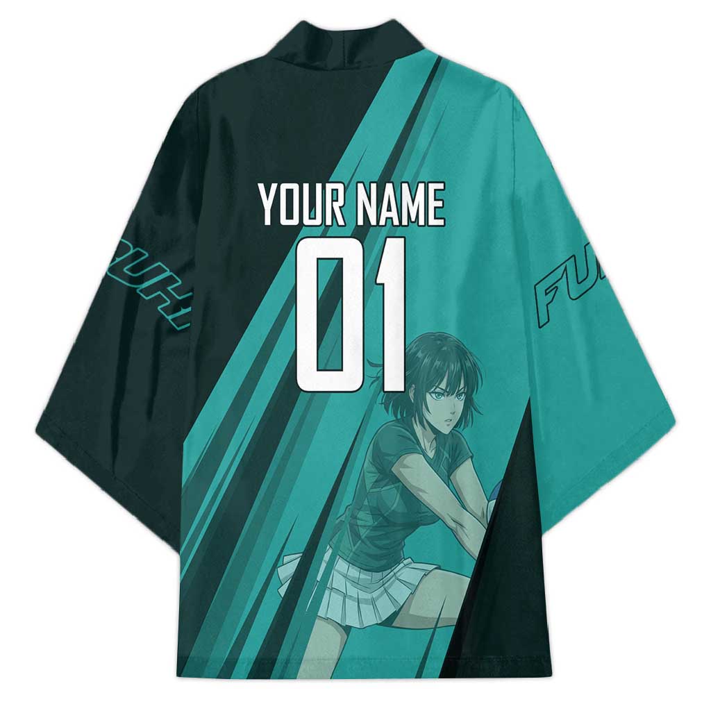 Personalized Fubuki Volleyball Design Kimono with Teal Athletic Theme and Dynamic Action Pose