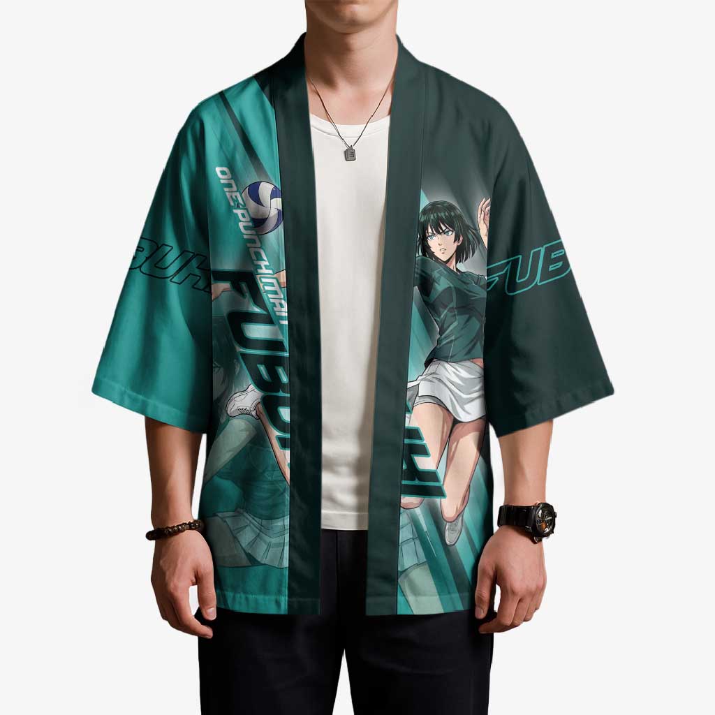 Personalized Fubuki Volleyball Design Kimono with Teal Athletic Theme and Dynamic Action Pose