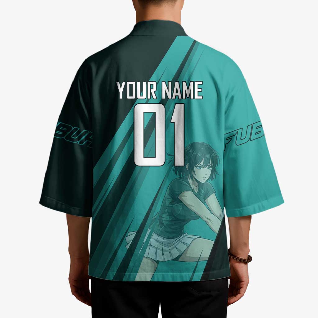Personalized Fubuki Volleyball Design Kimono with Teal Athletic Theme and Dynamic Action Pose