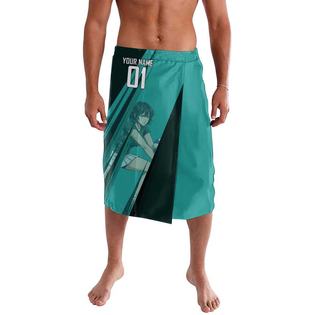 Personalized Fubuki Volleyball Design Lavalava with Teal Athletic Theme and Dynamic Action Pose