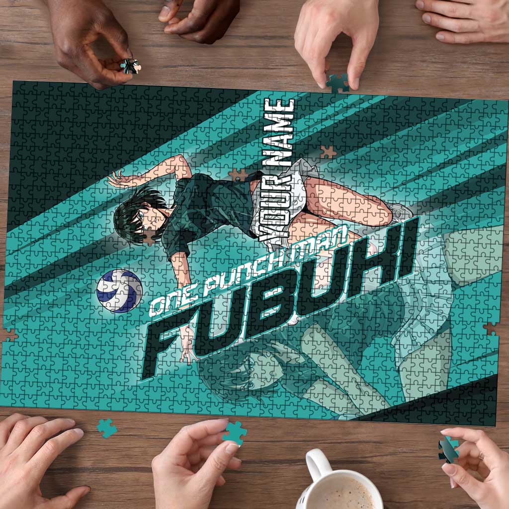 Personalized Fubuki Volleyball Design Puzzle with Teal Athletic Theme and Dynamic Action Pose