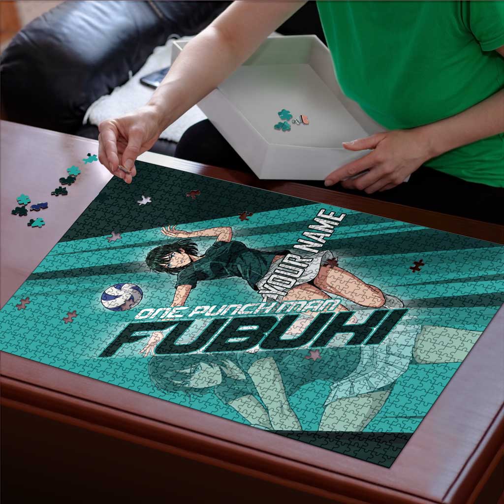 Personalized Fubuki Volleyball Design Puzzle with Teal Athletic Theme and Dynamic Action Pose