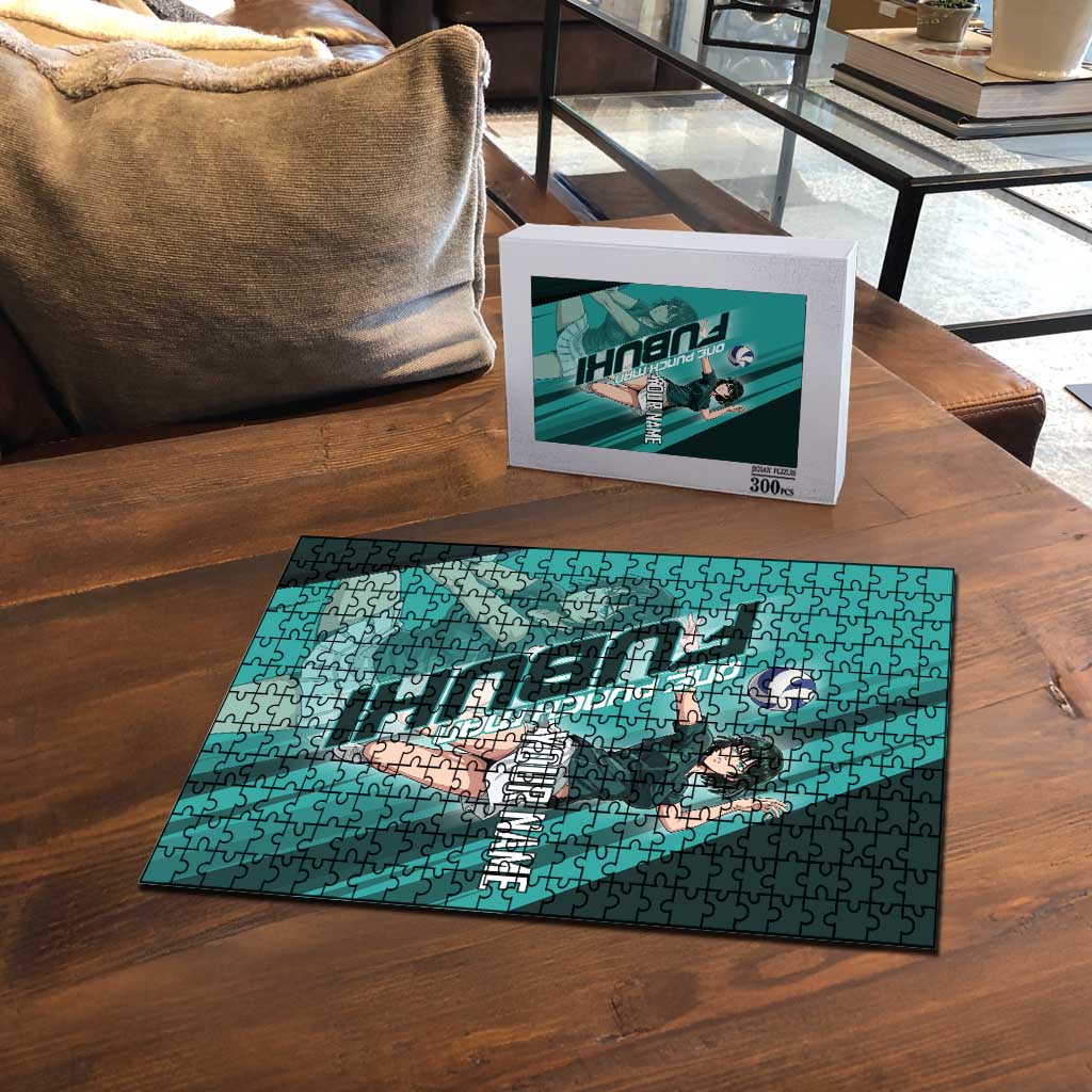 Personalized Fubuki Volleyball Design Puzzle with Teal Athletic Theme and Dynamic Action Pose