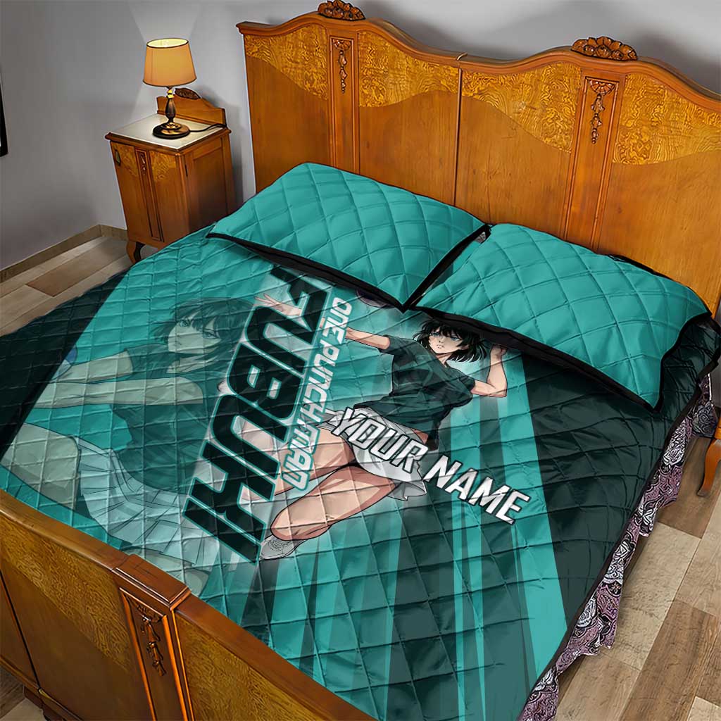 Personalized Fubuki Volleyball Design Quilt Bed Set with Teal Athletic Theme and Dynamic Action Pose
