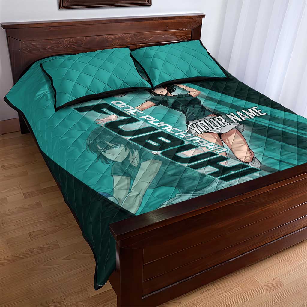 Personalized Fubuki Volleyball Design Quilt Bed Set with Teal Athletic Theme and Dynamic Action Pose