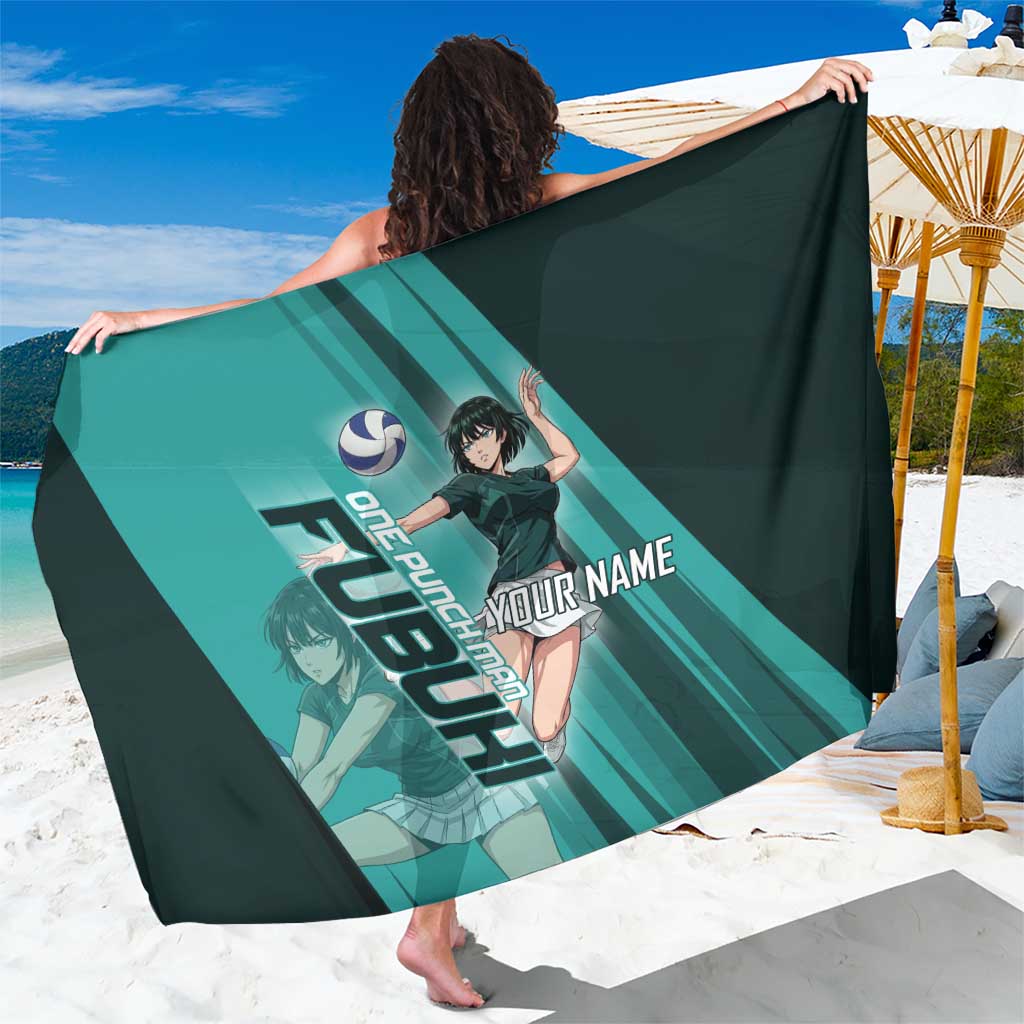 Personalized Fubuki Volleyball Design Sarong with Teal Athletic Theme and Dynamic Action Pose