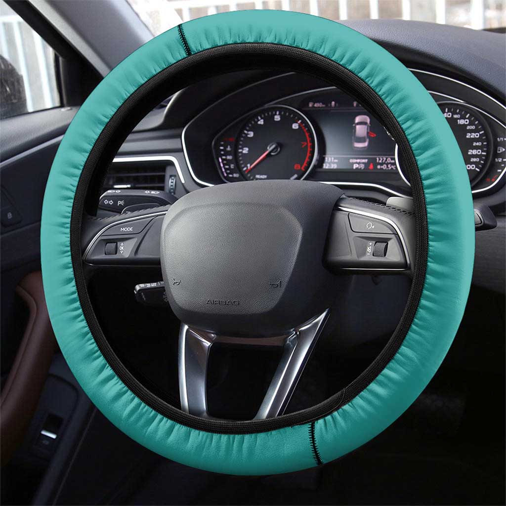 Fubuki Volleyball Design Steering Wheel Cover with Teal Athletic Theme and Dynamic Action Pose