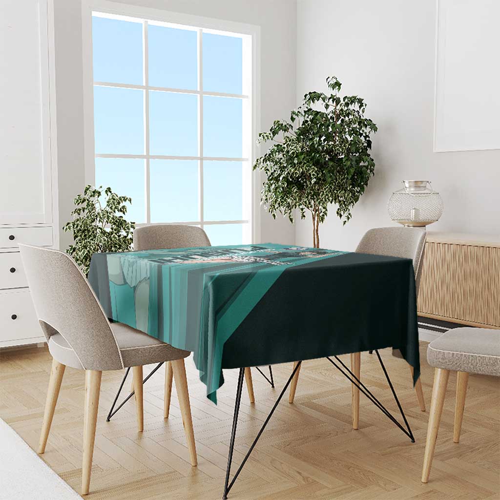 Personalized Fubuki Volleyball Design Tablecloth with Teal Athletic Theme and Dynamic Action Pose