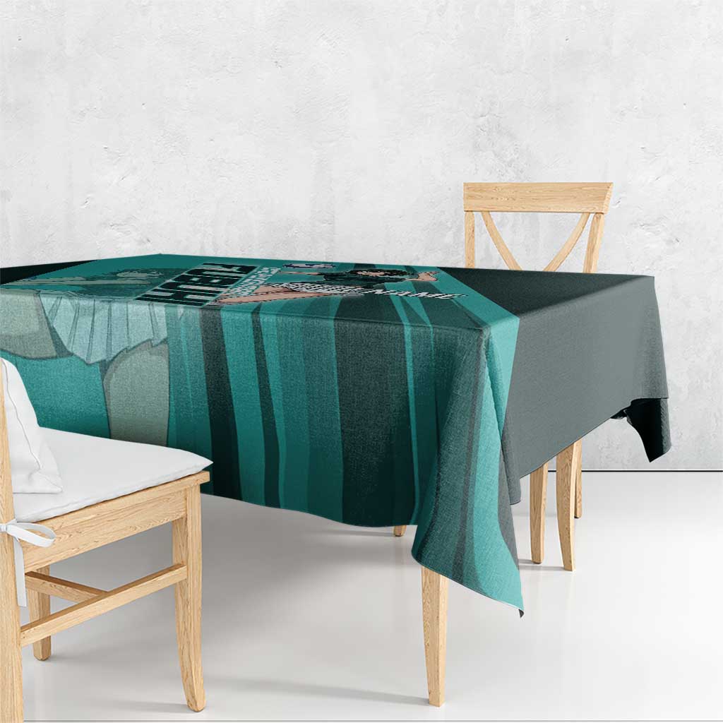 Personalized Fubuki Volleyball Design Tablecloth with Teal Athletic Theme and Dynamic Action Pose