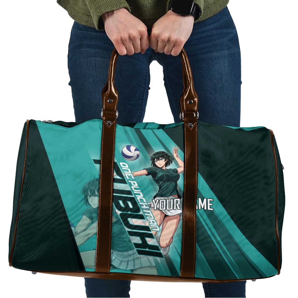 Personalized Fubuki Volleyball Design Travel Bag with Teal Athletic Theme and Dynamic Action Pose
