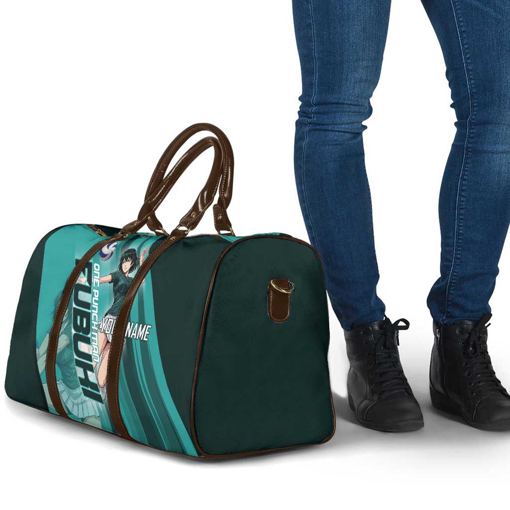 Personalized Fubuki Volleyball Design Travel Bag with Teal Athletic Theme and Dynamic Action Pose