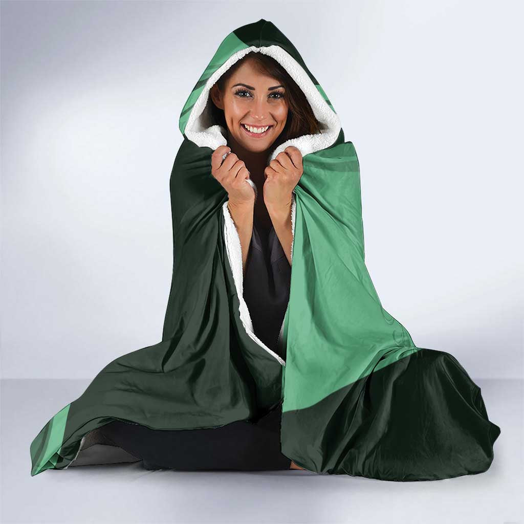 Personalized Tatsumaki Volleyball Design Hooded Blanket with Green Athletic Theme and Energetic Action Pose