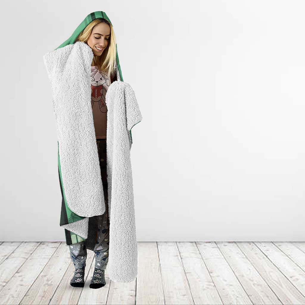 Personalized Tatsumaki Volleyball Design Hooded Blanket with Green Athletic Theme and Energetic Action Pose