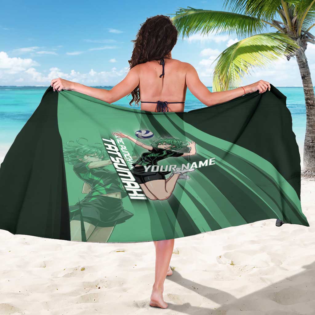 Personalized Tatsumaki Volleyball Design Sarong with Green Athletic Theme and Energetic Action Pose