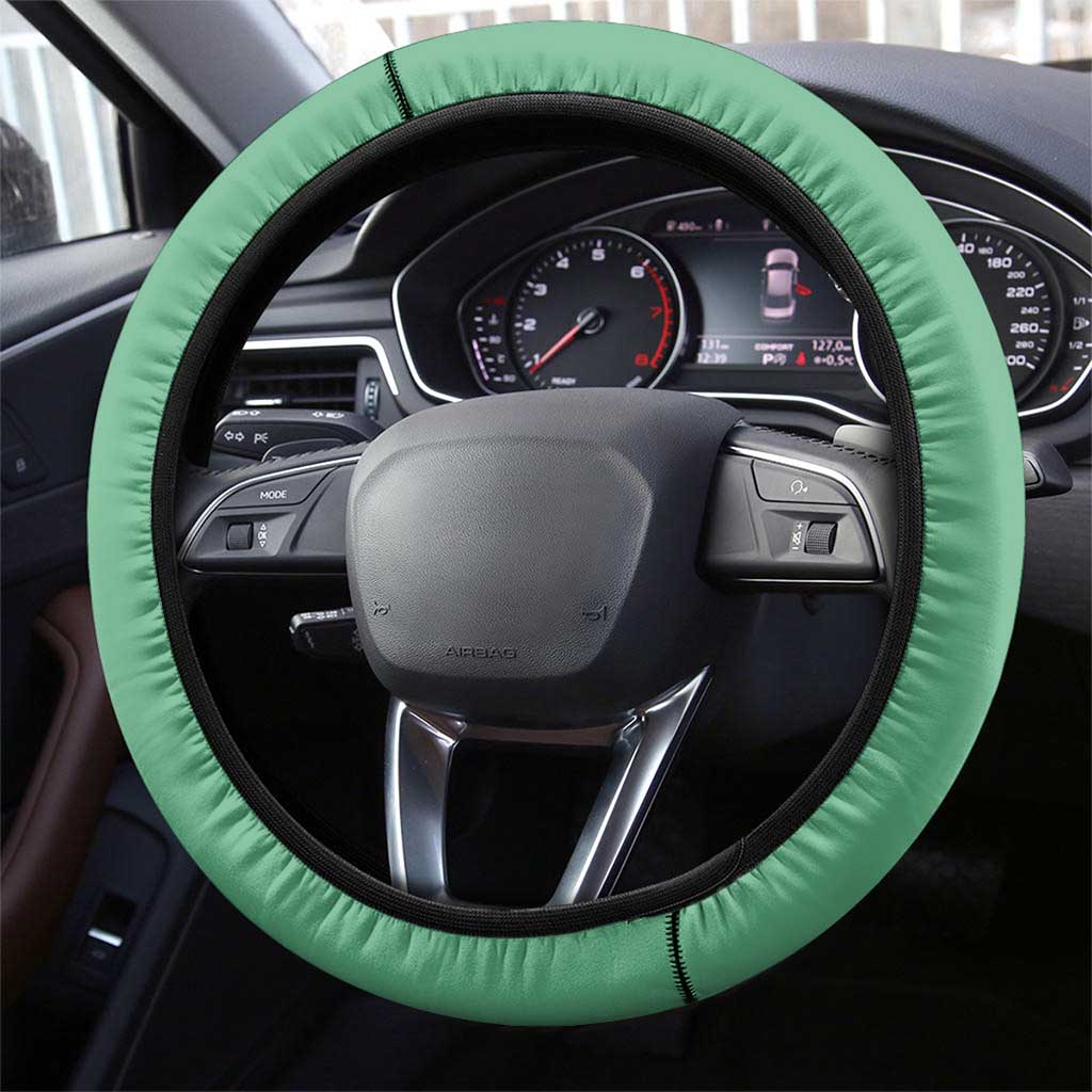Tatsumaki Volleyball Design Steering Wheel Cover with Green Athletic Theme and Energetic Action Pose