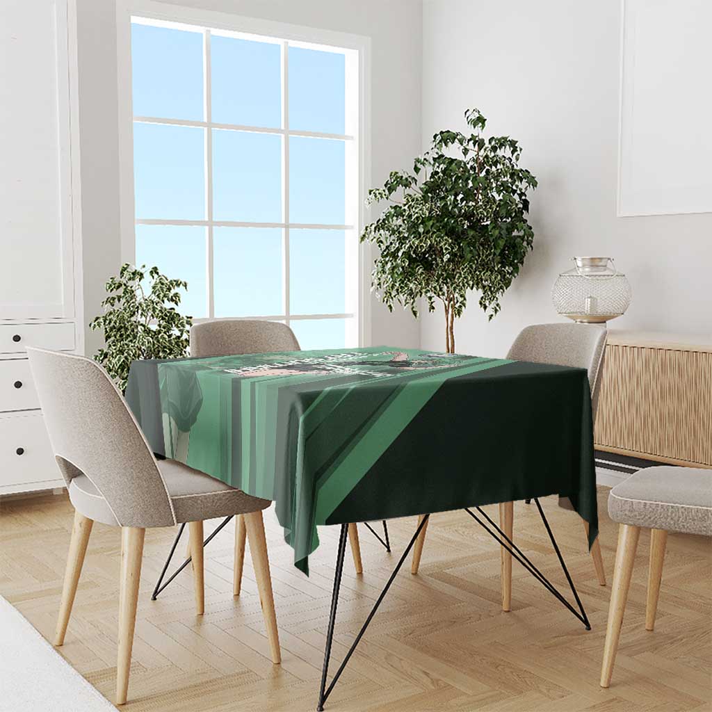 Personalized Tatsumaki Volleyball Design Tablecloth with Green Athletic Theme and Energetic Action Pose