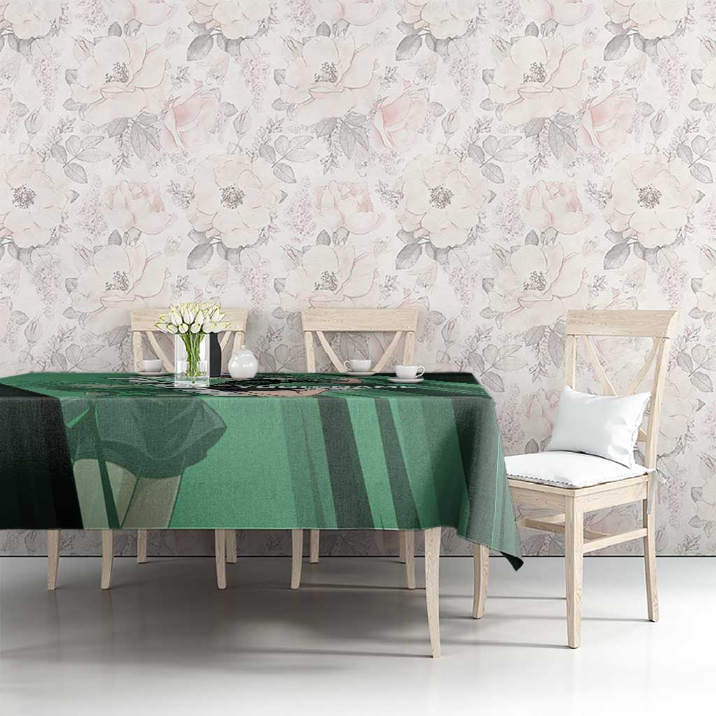 Personalized Tatsumaki Volleyball Design Tablecloth with Green Athletic Theme and Energetic Action Pose