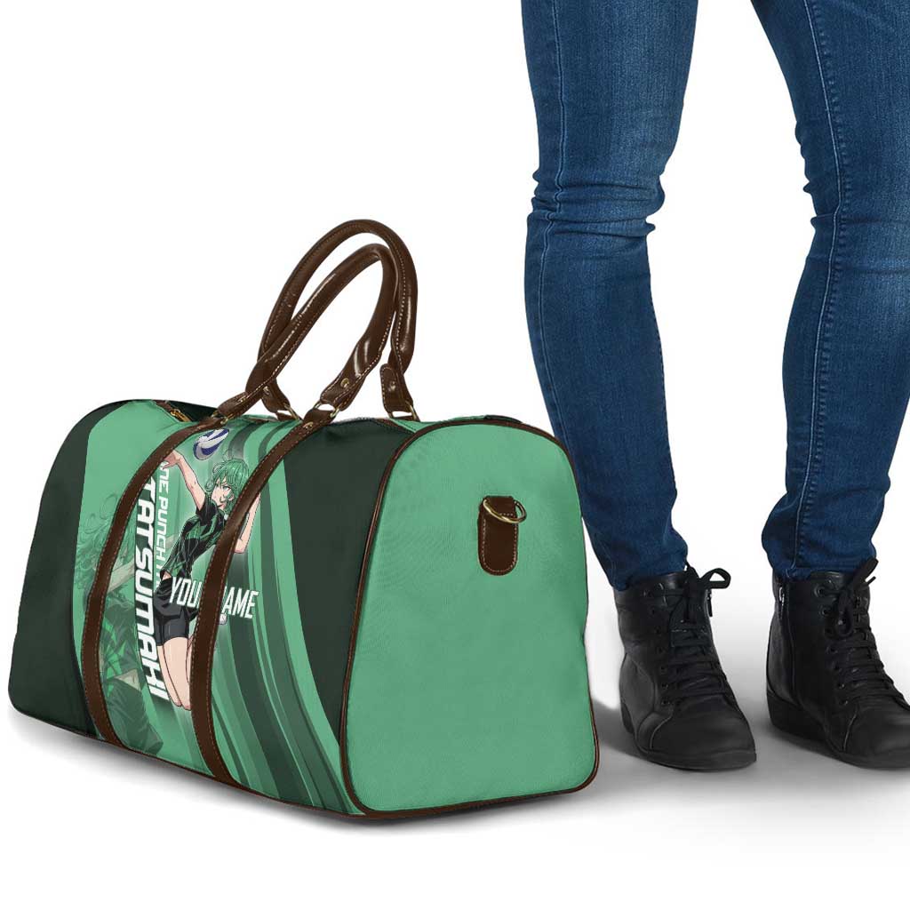Personalized Tatsumaki Volleyball Design Travel Bag with Green Athletic Theme and Energetic Action Pose