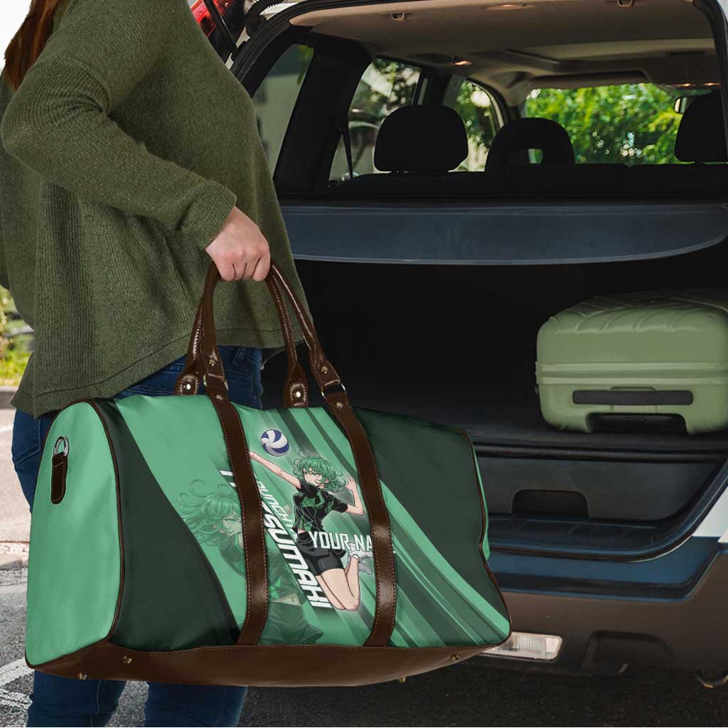 Personalized Tatsumaki Volleyball Design Travel Bag with Green Athletic Theme and Energetic Action Pose