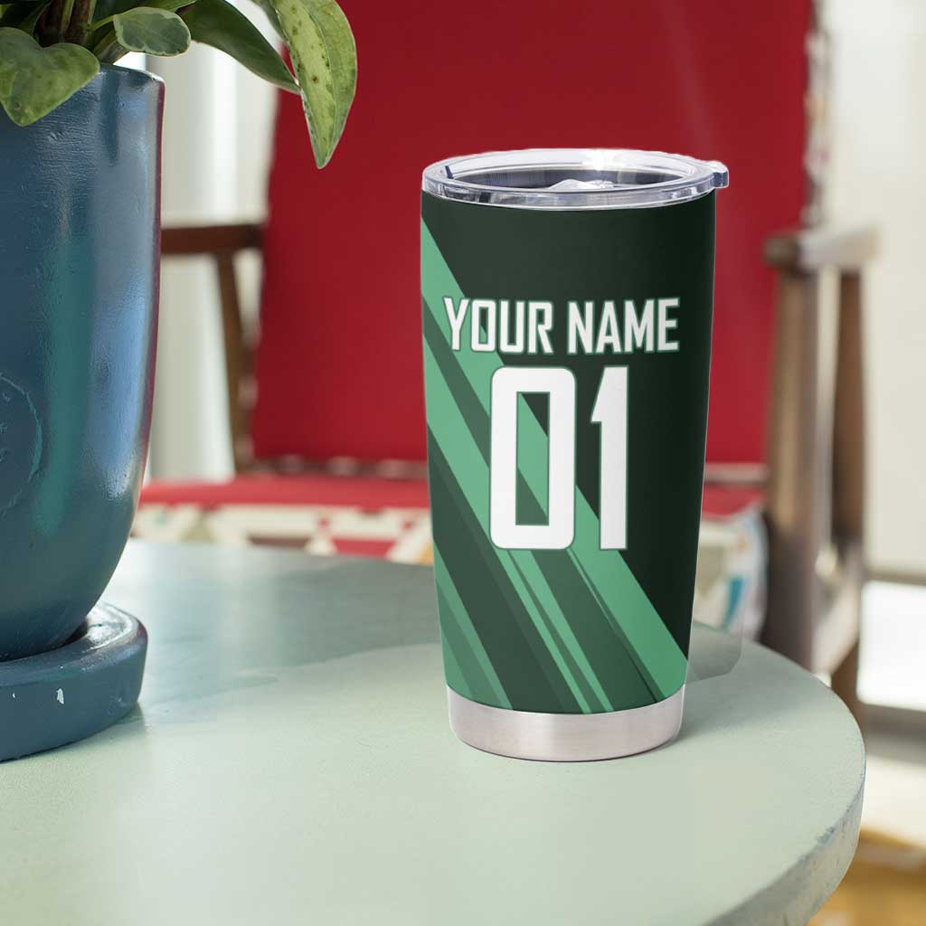 Personalized Tatsumaki Volleyball Design Tumbler Cup with Green Athletic Theme and Energetic Action Pose