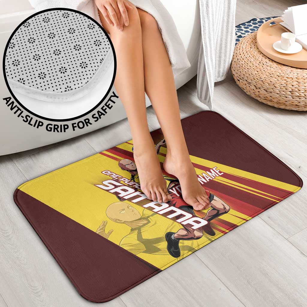 Personalized Saitama Volleyball Design Bathroom Set with Yellow and Red Athletic Theme and Powerful Spike Pose