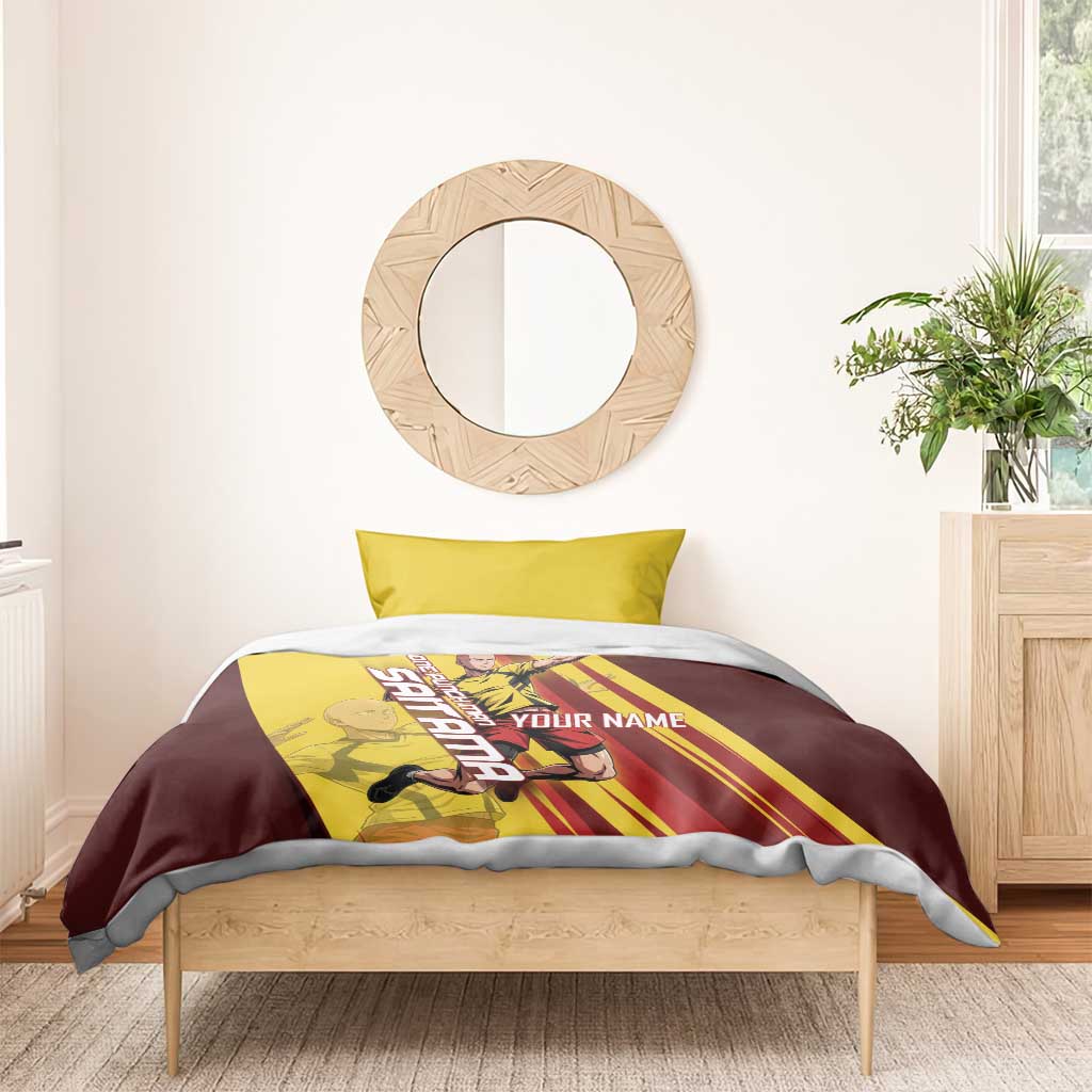 Personalized Saitama Volleyball Design Bedding Set with Yellow and Red Athletic Theme and Powerful Spike Pose