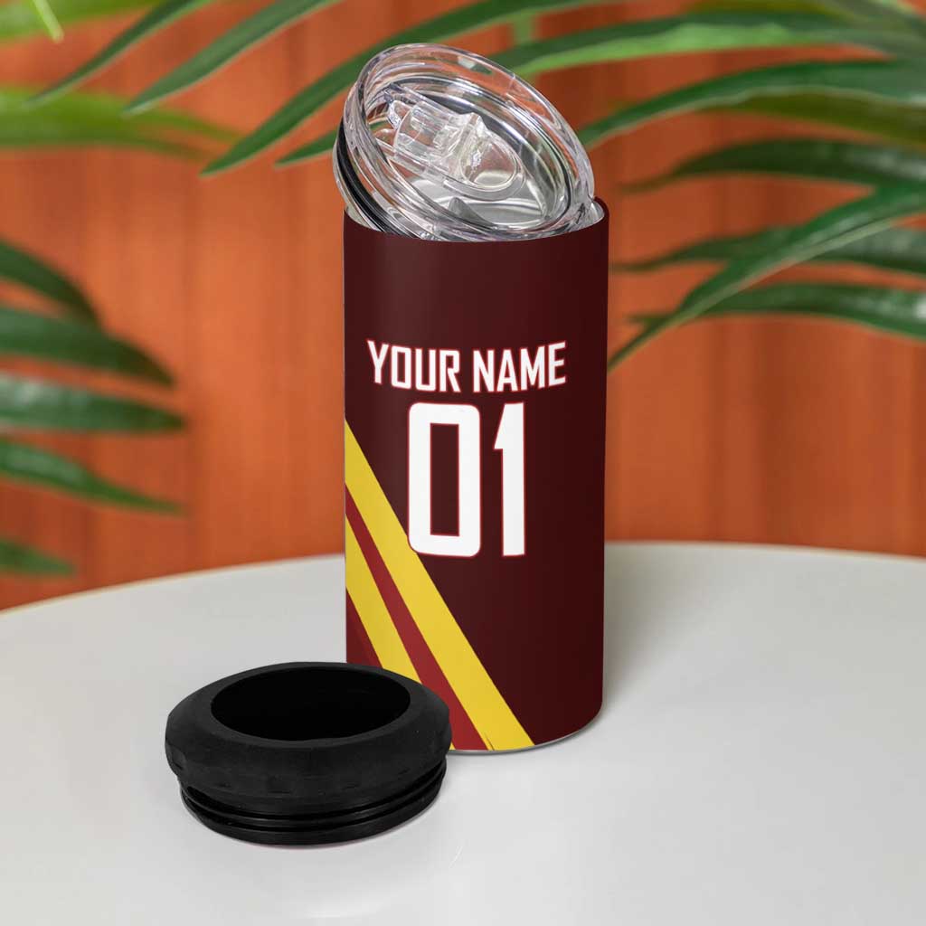 Personalized Saitama Volleyball Design 4 in 1 Can Cooler Tumbler with Yellow and Red Athletic Theme and Powerful Spike Pose