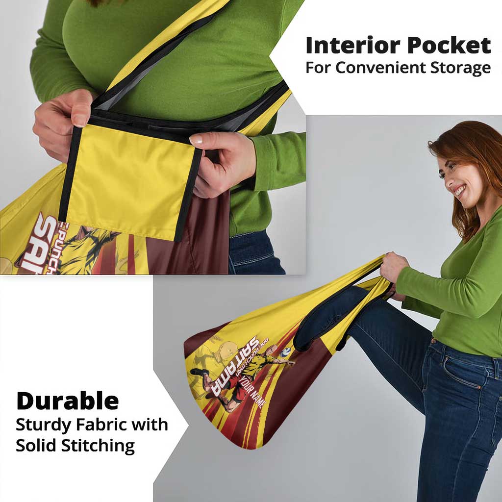 Personalized Saitama Volleyball Design Grocery Bag with Yellow and Red Athletic Theme and Powerful Spike Pose