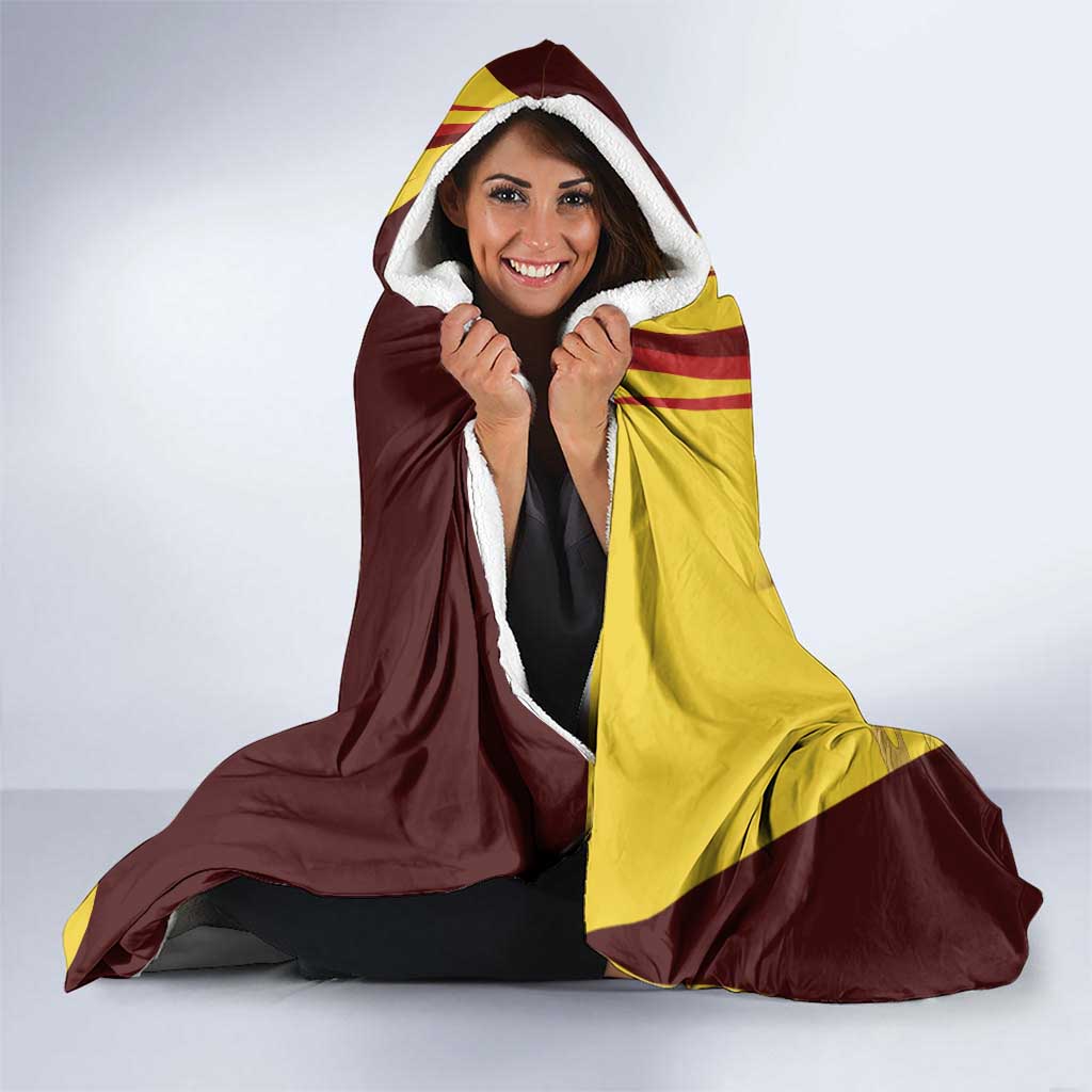 Personalized Saitama Volleyball Design Hooded Blanket with Yellow and Red Athletic Theme and Powerful Spike Pose
