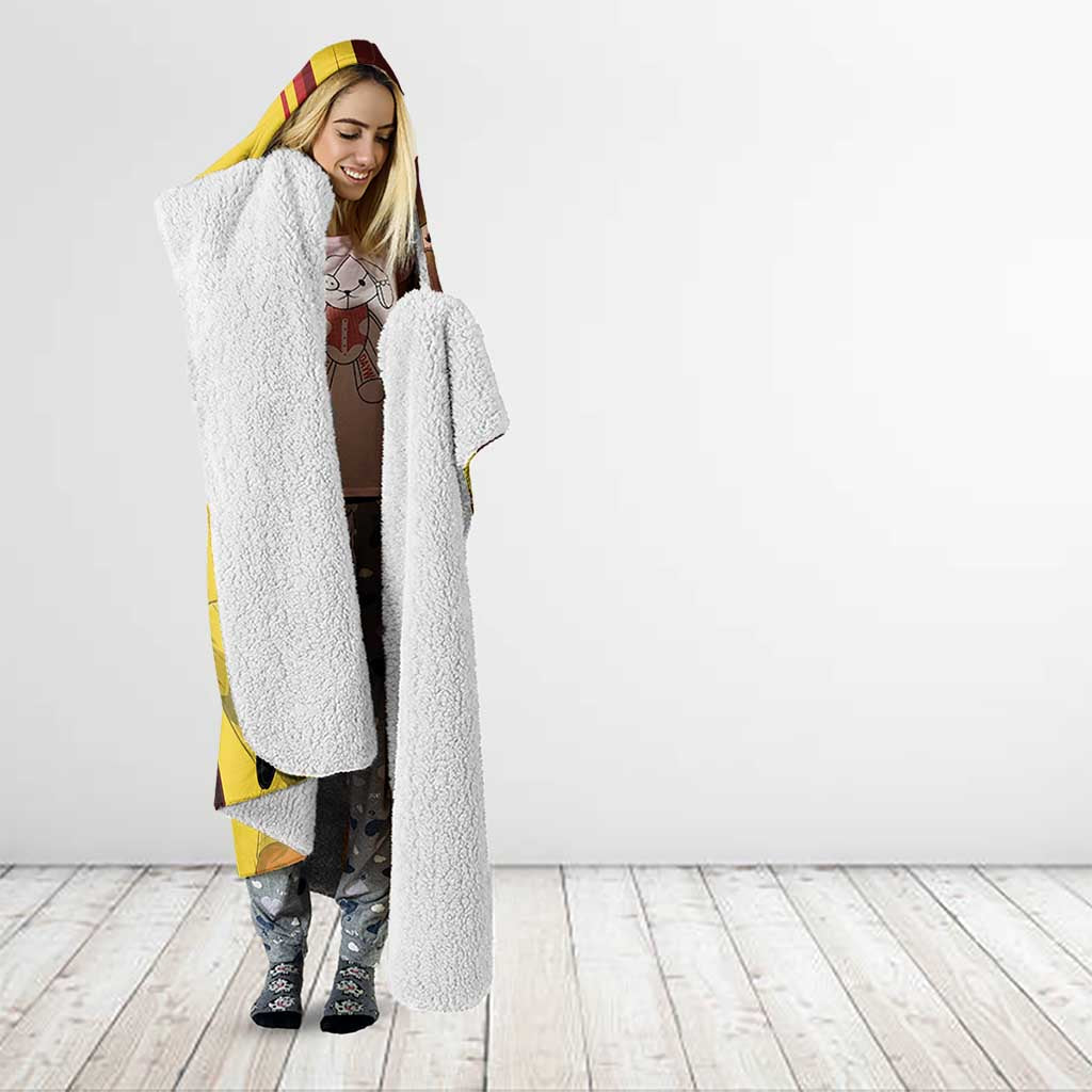 Personalized Saitama Volleyball Design Hooded Blanket with Yellow and Red Athletic Theme and Powerful Spike Pose