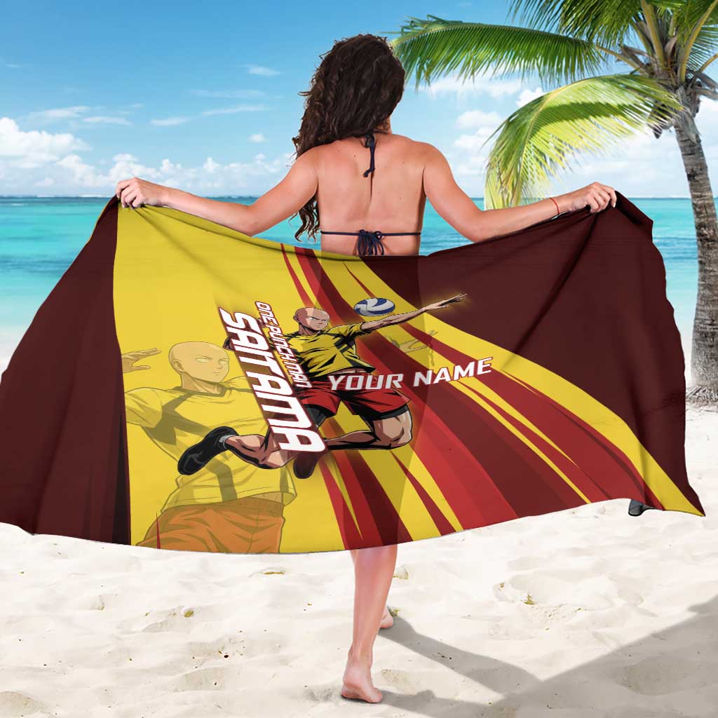 Personalized Saitama Volleyball Design Sarong with Yellow and Red Athletic Theme and Powerful Spike Pose
