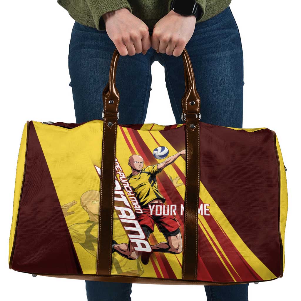Personalized Saitama Volleyball Design Travel Bag with Yellow and Red Athletic Theme and Powerful Spike Pose
