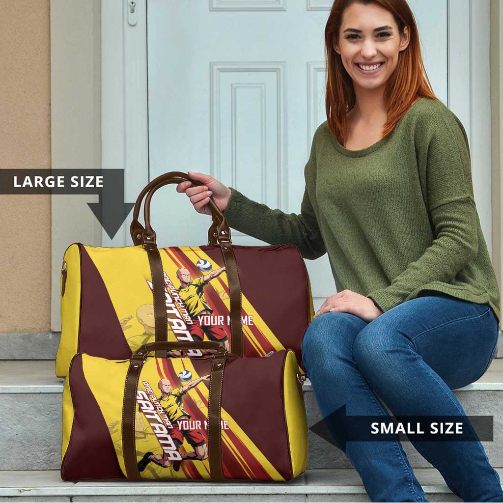 Personalized Saitama Volleyball Design Travel Bag with Yellow and Red Athletic Theme and Powerful Spike Pose
