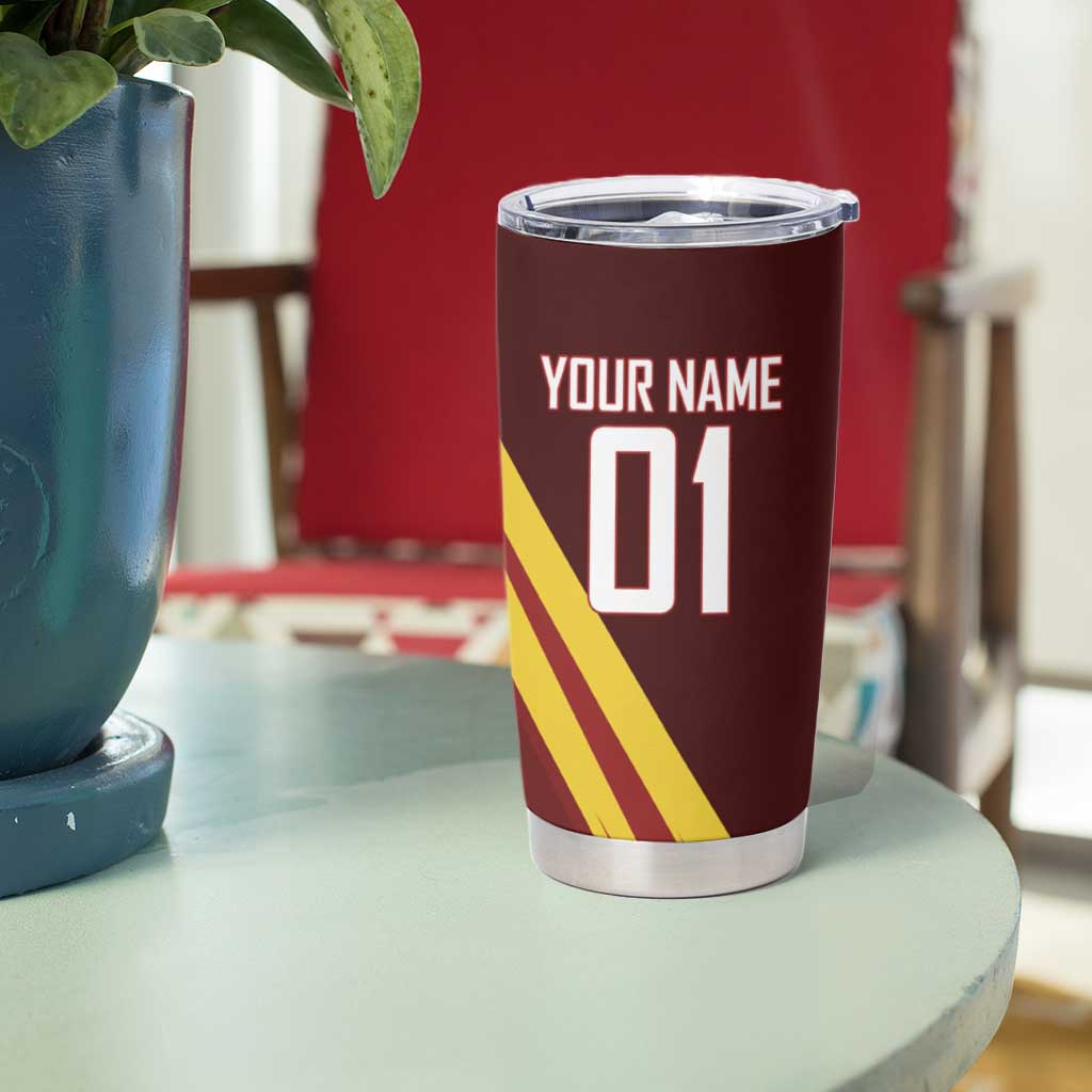 Personalized Saitama Volleyball Design Tumbler Cup with Yellow and Red Athletic Theme and Powerful Spike Pose