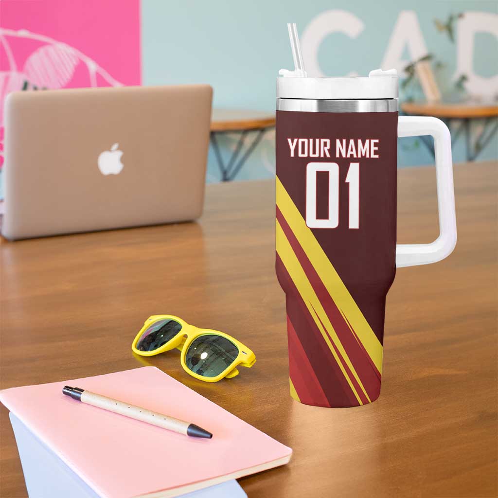 Personalized Saitama Volleyball Design Tumbler With Handle with Yellow and Red Athletic Theme and Powerful Spike Pose