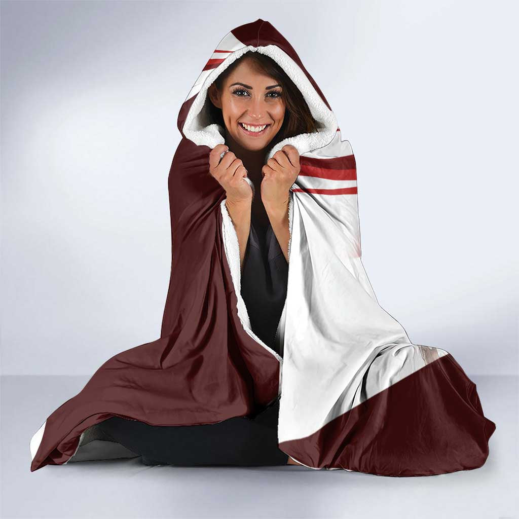 Personalized Metal Bat Volleyball Design Hooded Blanket with Red Athletic Theme and Powerful Action Pose