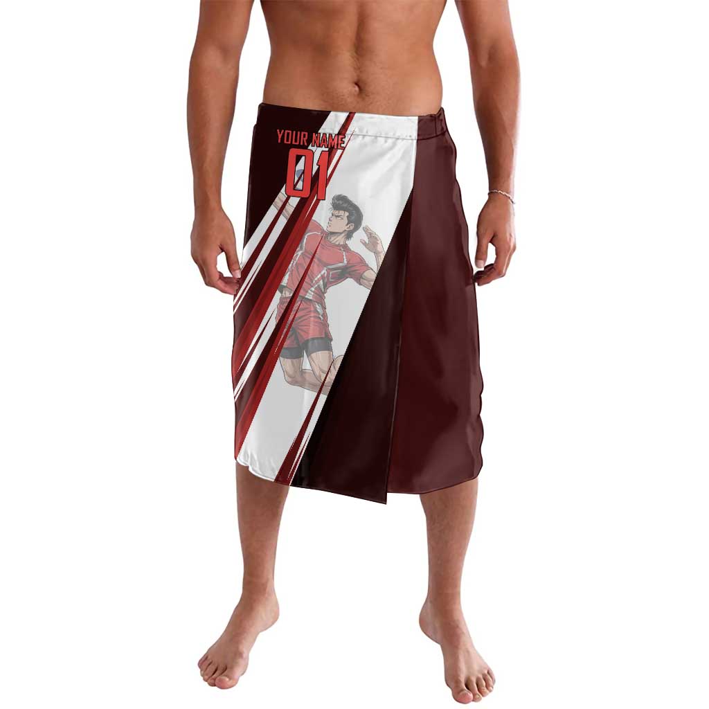 Personalized Metal Bat Volleyball Design Lavalava with Red Athletic Theme and Powerful Action Pose