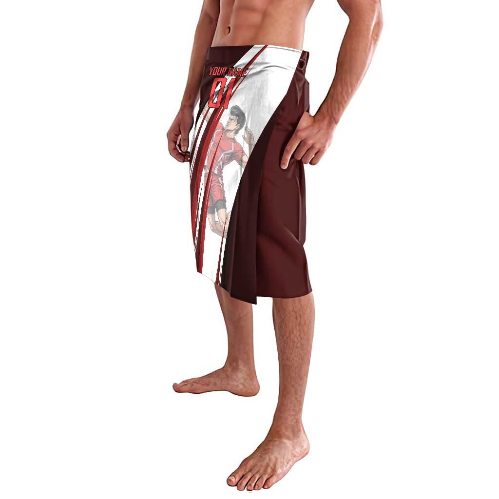 Personalized Metal Bat Volleyball Design Lavalava with Red Athletic Theme and Powerful Action Pose