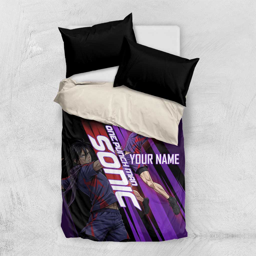 Personalized Sonic Volleyball Design Bedding Set with Purple and Black Athletic Theme and Agile Jump Pose